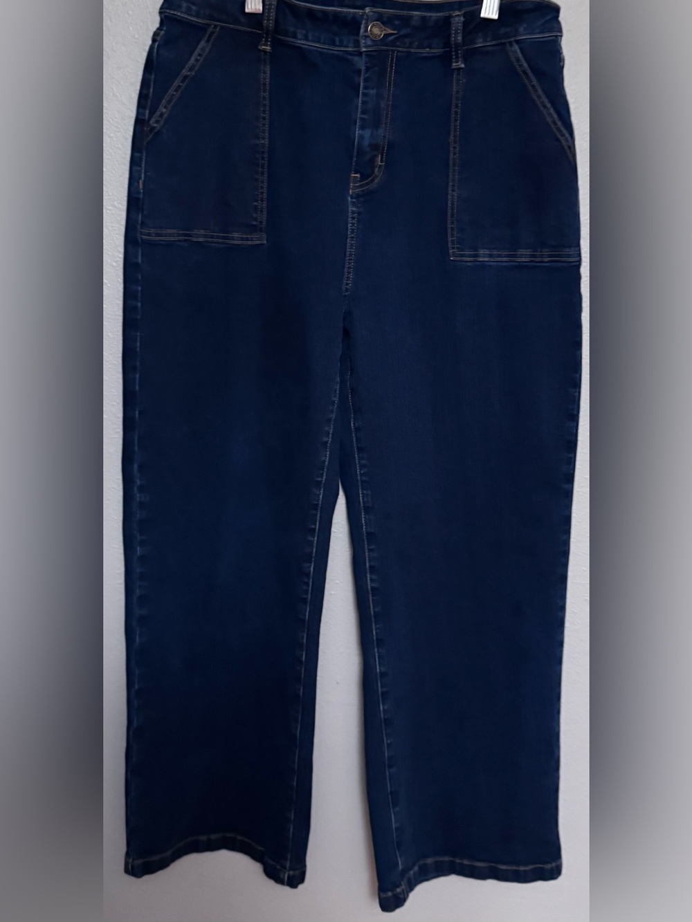 High-Rise Dark Blue Wide-Leg Jeans for Women